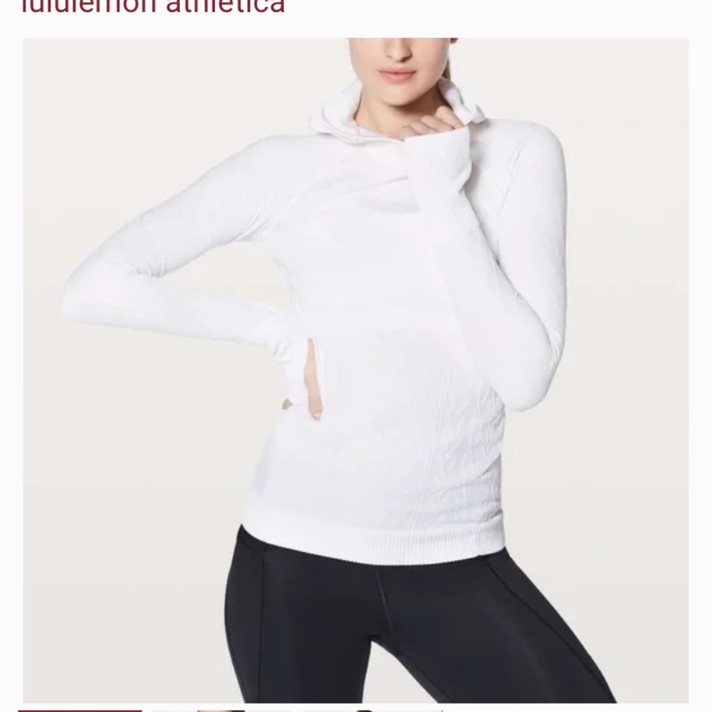 4 LULULEMON Rest Less Long Sleeve Hoodie T-Shirt Top White Knit Running Gym Yoga